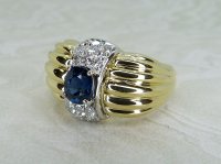 Antique Guest and Philips - Sapphire Set, Yellow Gold - Cluster Ring R5366