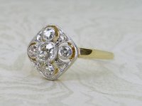 Antique Guest and Philips - Diamond Set, Yellow Gold - Platinum - Cluster Ring R5458