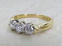 Antique Guest and Philips - Diamond Set, Yellow Gold - White Gold - Three Stone Ring R5472