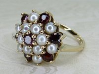 Antique Guest and Philips - Garnet Set, Yellow Gold - Cluster Ring R5678