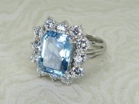 Antique Guest and Philips - Aquamarine Set, Platinum - Cluster Ring R5689