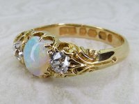 Antique Guest and Philips - Opal Set, Yellow Gold - Three Stone Ring R5707