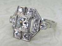 Antique Guest and Philips - Diamond Set, Platinum - Plaque Cluster Ring R5708