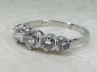 Antique Guest and Philips - Diamond Set, White Gold - Five Stone Ring R5715