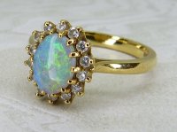 Antique Guest and Philips - Opal Set, Yellow Gold - Cluster Ring R5733