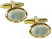 Dalaco - Yellow Gold Plated MOP Oval Cufflinks 90-252