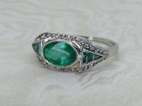 Antique Guest and Philips - Emerald Set, Platinum - Single Stone Ring R5357