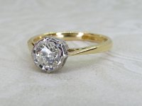 Antique Guest and Philips - Diamond Set, Yellow Gold - Platinum - Single Stone Ring R5373