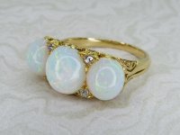 Antique Guest and Philips - Opal Set, Yellow Gold - Three Stone Ring R5375
