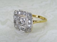 Antique Guest and Philips - Diamond Set, Yellow Gold - Platinum - Cluster Ring R5378