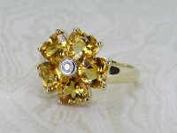 Antique Guest and Philips - Citrine Set, Yellow Gold - Cluster Ring R5385