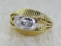 Antique Guest and Philips - Diamond Set, Yellow Gold - White Gold - Three Stone Ring R5400
