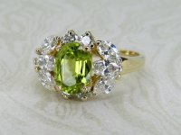 Antique Guest and Philips - Peridot Set, Yellow Gold - Cluster Ring R5406