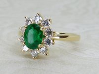 Antique Guest and Philips - Emerald Set, Yellow Gold - Cluster Ring R5426