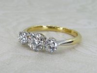 Antique Guest and Philips - Diamond Set, Yellow Gold - Platinum - Three Stone Ring R5434