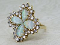 Antique Guest and Philips - Opal Set, Yellow Gold - Cluster Ring R5447