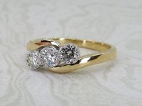 Antique Guest and Philips - Diamond Set, Yellow Gold - White Gold - Three Stone Ring R5462