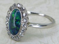 Antique Guest and Philips - Opal Set, White Gold - Platinum - Cluster Ring R5693