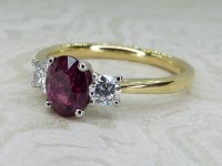 Antique Guest and Philips - Ruby Set, Yellow Gold - Platinum - Three Stone Ring R5725