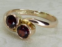 Antique Guest and Philips - Garnet Set, Yellow Gold - Two Stone Ring R5788