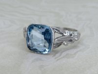 Antique Guest and Philips - Aquamarine Set, White Gold - Single Stone Ring R5351