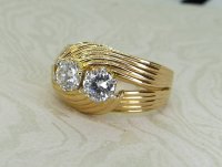 Antique Guest and Philips - Diamond Set, Yellow Gold - Two Stone Ring R5408