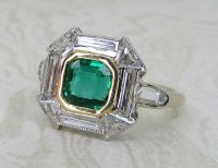 Antique Guest and Philips - Emerald Set, White Gold - Cluster Ring R5457