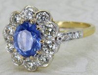 Antique Guest and Philips - Sapphire Set, Yellow Gold - White Gold - Cluster Ring R5556