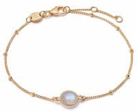 Daisy - Rainbow Moonstone Healing Stone, Yellow Gold Plated Bracelet HBR1011-GP