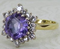 Antique Guest and Philips - Amethyst Set, Yellow Gold - White Gold - Cluster Ring R5585