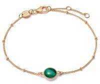 Daisy - Malachite Healing Stone, Yellow Gold Plated Bracelet HBR1009-GP