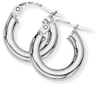 Guest and Philips - 9CT, White Gold Plain Hoop Earrings