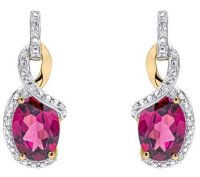 Gecko - DIAMOND, Garnet Set, Yellow Gold - EARRINGS GE2481M