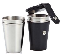 Danes & Hathaway - Stainless Steel - Leather - 4xCup Set, Size 4oz Cup Set Bridle Black