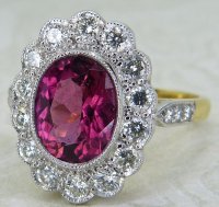 Antique Guest and Philips - Tourmaline Set, Yellow Gold - White Gold - Cluster Ring R5541