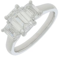 Guest and Philips - Lab Grown Diamond Set, Platinum - 2ct 3st Em Cut 1+2 Ring, Size N PLRIDI96724