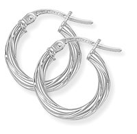 Guest and Philips - 9CT, White Gold TWISTED HOOP EARRINGS ER816