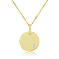 Mark Milton - 0.03ct Diamond Set, Yellow Gold - - 9ct Engraving Disc Necklace, Size 22cm - D650123