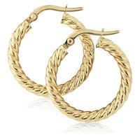 Guest and Philips - Yellow Gold 9ct Twisted Hoop Earrings ER845