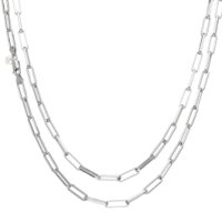 Kit Heath - Revival Paperclip Link, Rhodium Plated - Sterling Silver - Chain Necklace, Size 32" 99903CH32