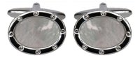 Dalaco - Rhodium Plated MOP Port Hole Oval Cufflinks 90-0205