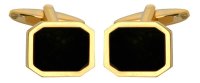 Dalaco - Onyx Set, Yellow Gold Plated - Rectangular Cufflinks 90-1506