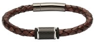 Unique - Leather - Carbon Fibre - Bracelet, Size 19cm B376ADB-19CM