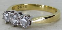 Antique Guest and Philips - Diamond Set, Yellow Gold - White Gold - Three Stone Ring R5632