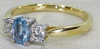 Antique Guest and Philips - Aquamarine Set, Yellow Gold - White Gold - Three Stone Ring R5606