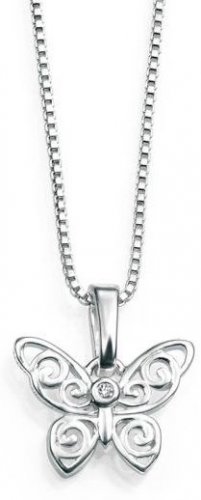 Gecko - Diamond Set, Sterling Silver - BUTTERFLY PENDANT P3567