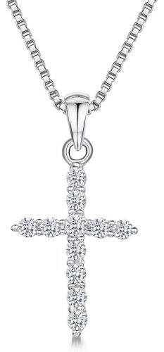 Jools - Cross, Cubic Zirconia Set, Sterling Silver - Necklace kpn211