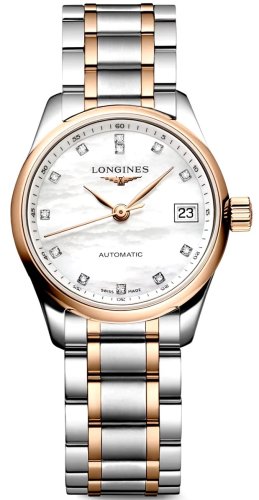 Longines - Master, Diamond Set, Stainless Steel - Rose Gold - MOP Quartz  L21285897