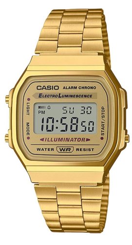 Casio - Vintage, Yellow Gold Plated Digital Retro Watch A168WG-9EF