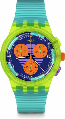 Swatch - Swatch Neon Wave, Plastic/Silicone Quartz Watch SUSJ404